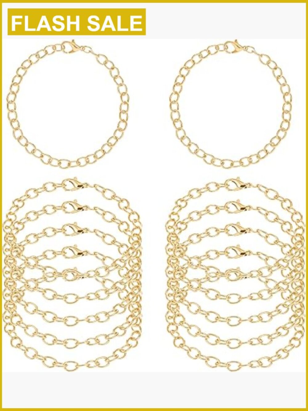 12 Gold Plated Chain Bracelets for DIY Charm Bracelet Making